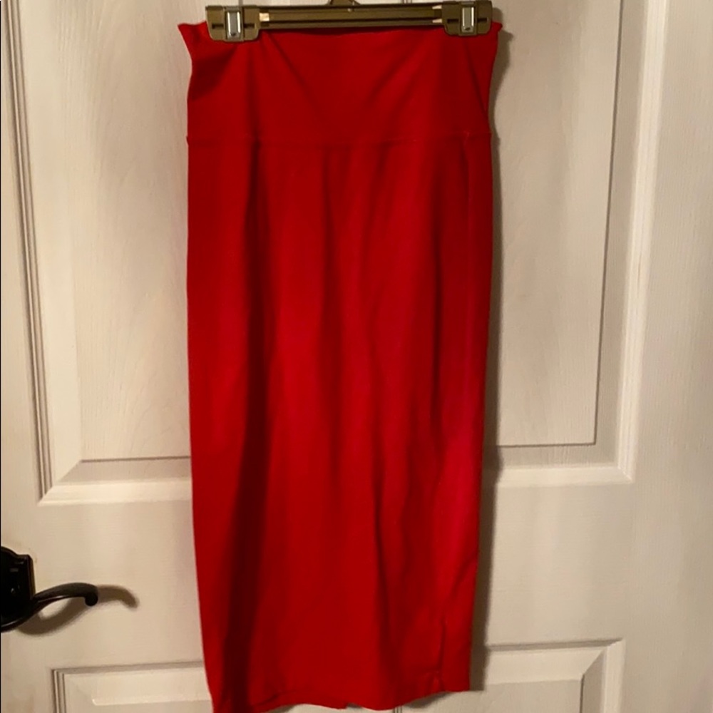 red midi skirt
